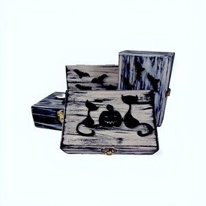 Halloween Themed Wooden Boxes Set of 4